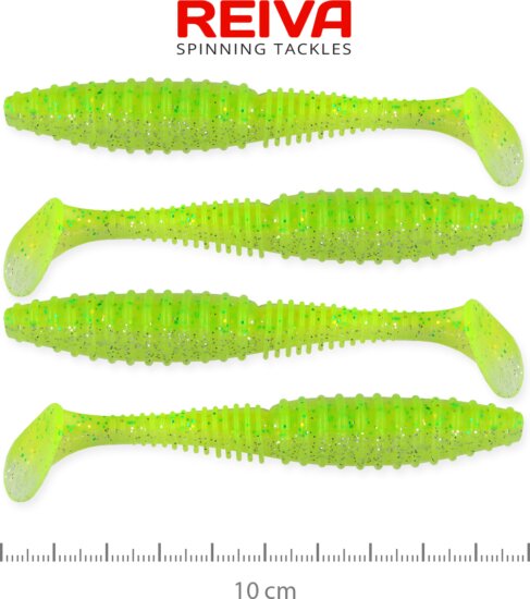 Reiva Zander Power Shad 10cm 4db/cs (Flash Chartreuse)