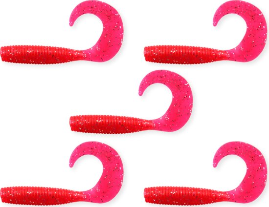 Nevis Twister 7,5cm 5db/cs piros flitter