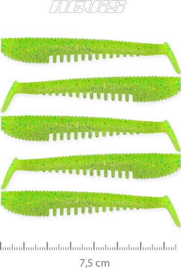 Nevis Impulse Shad 7.5cm 5db/cs (Flash Chartreuse)