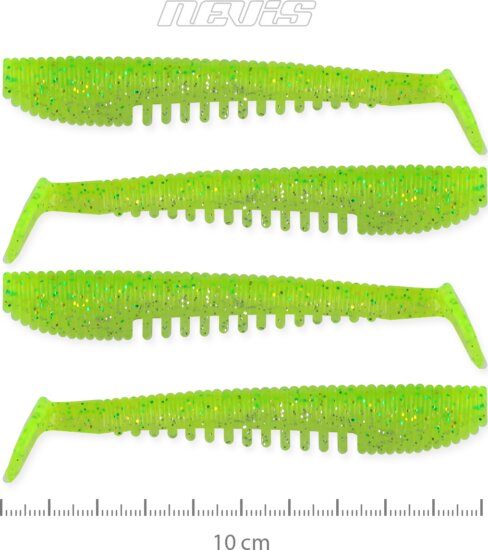 Nevis Impulse Shad 10cm 4db/cs (Flash Chartreuse)