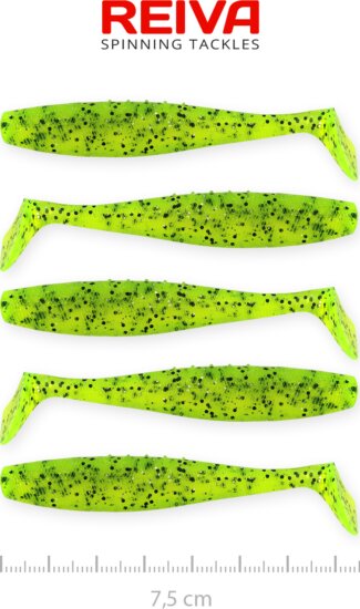 Reiva Flat Minnow shad 7,5cm 5db/cs (Poppy green)