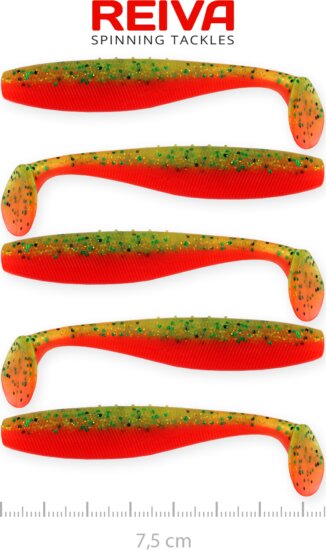 Reiva Flat Minnow shad 7,5cm 5db/cs (Crazy Tomato)