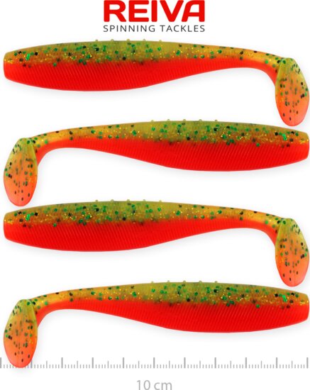 Reiva Flat Minnow shad 10cm 4db/cs (Crazy Tomato)