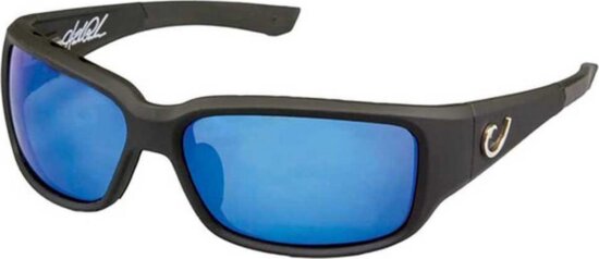 Mustad Hp Polarized Sunglasses - Black Frame, Smoke Lens With Blue Revo
