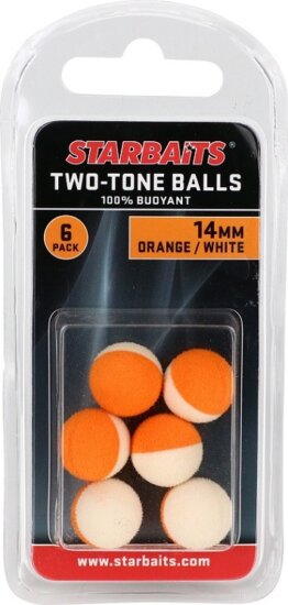 Starbaits Two Tones Balls 14mm narancs/fehér (lebegő golyó) 6db
