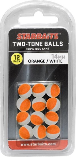 Starbaits Two Tones Balls 10mm narancs/fehér (lebegő golyó) 12db