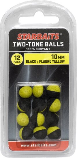 Starbaits Two Tones Balls 10mm fekete/sárga (lebegő golyó) 12db