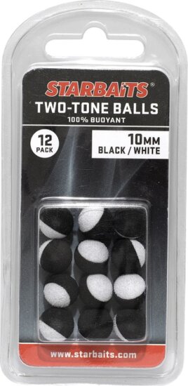 Starbaits Two Tones Balls 10mm fekete/fehér (lebegő golyó) 12db