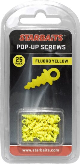 Starbaits Pop Up Screws sárga (menetes bojli rogzítő) 25db