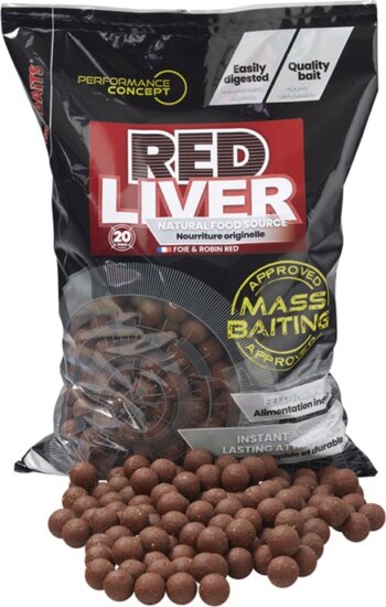 Starbaits Mass Baiting Boilies Red Liver 3kg 20mm