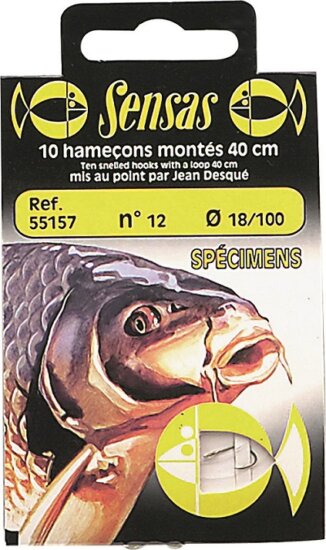 Sensas Előkötött horog Specimen 40cm 16/0,12 10db