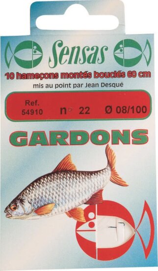 Sensas Előkötött horog Roach Crystal Blue 40cm 16/0,12 10db