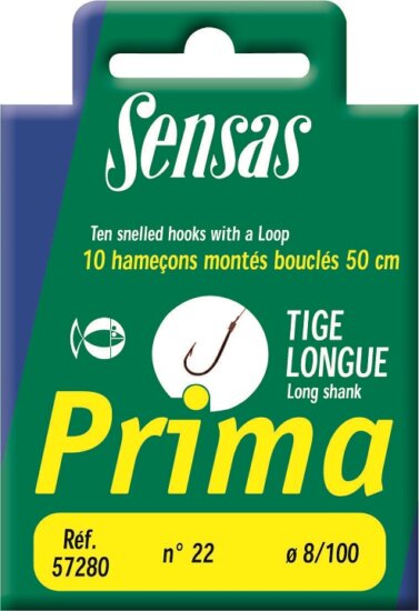 Sensas Előkötött horog Prima Longshank Wire 50cm 16/0,10 10db