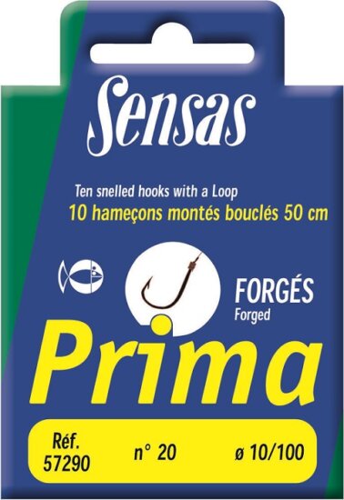 Sensas Előkötött horog Prima Forged 50cm 18/0,12 10db