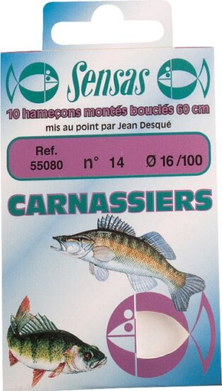 Sensas Előkötött horog Predator Strong Bronze 60cm 6/0,24 10db