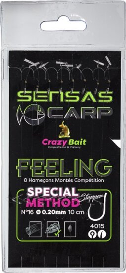 Sensas Előkötött horog Method Stop 4015 10cm 8db 12/0,22mm