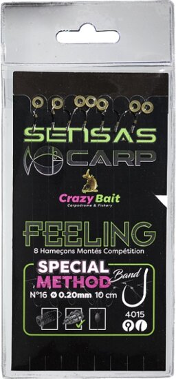 Sensas Előkötött horog Method Band 4015 10cm 8db 16/0,20mm