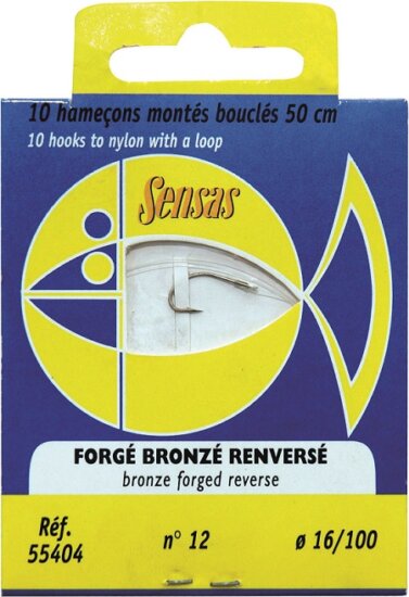 Sensas Előkötött horog Forged Reverse Bronze 50cm 14/0,14 10db