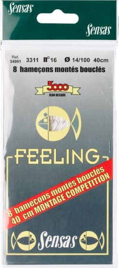 Sensas Előkötött horog Feeling 3311 Nickel 40cm 18/0,12 8db