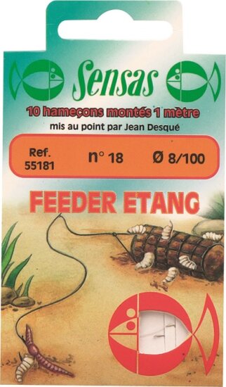 Sensas Előkötött horog Feeder Etang 100cm 14/0,12 10db