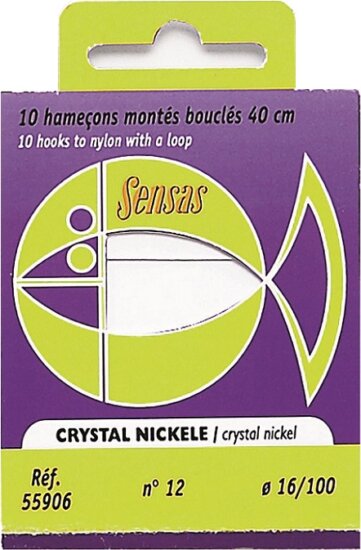 Sensas Előkötött horog Crystal Nickel 40cm 14/0,14 10db