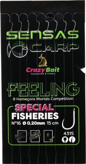 Sensas Előkötött horog Crazy Bait 4315 15cm 8db 16/0,20mm