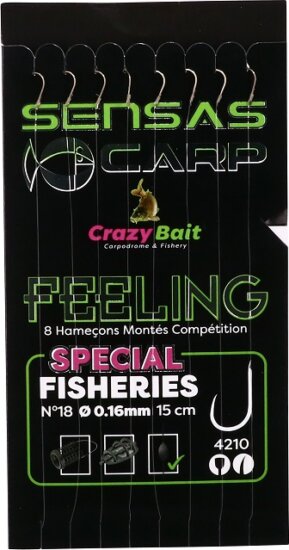 Sensas Előkötött horog Crazy Bait 4210 15cm 8db 14/0,18mm