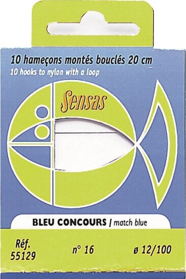 Sensas Előkötött horog Blue Match 20cm 18/0,10 10db