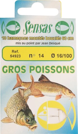 Sensas Előkötött horog Big Fish Strong Wire 60cm 14/0,14 10db