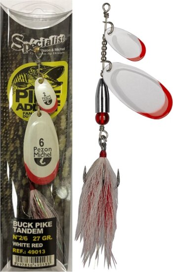 Pezon & Michel Körforgó villantó Buck Pike Tandem 27g White Red