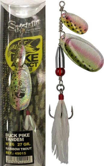 Pezon & Michel Körforgó villantó Buck Pike Tandem 27g Rainbow