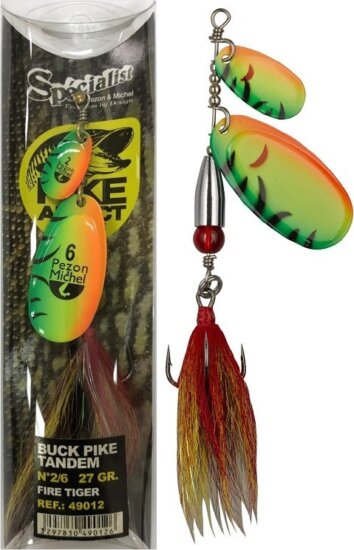 Pezon & Michel Körforgó villantó Buck Pike Tandem 27g Fire Tiger