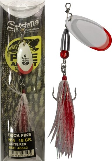 Pezon & Michel Körforgó villantó Buck Pike 18g White Red