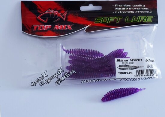 Top Mix Shiner Worm Purple Red 60 mm