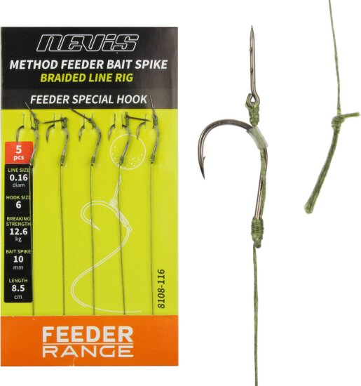 Nevis Feeder fonott előke csalitüskével 6-os 5db/cs.