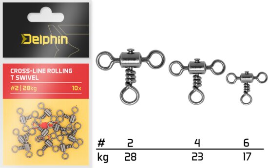 Delphin Átmenő gördülő T forgó / 10 db (#4 /23kg)