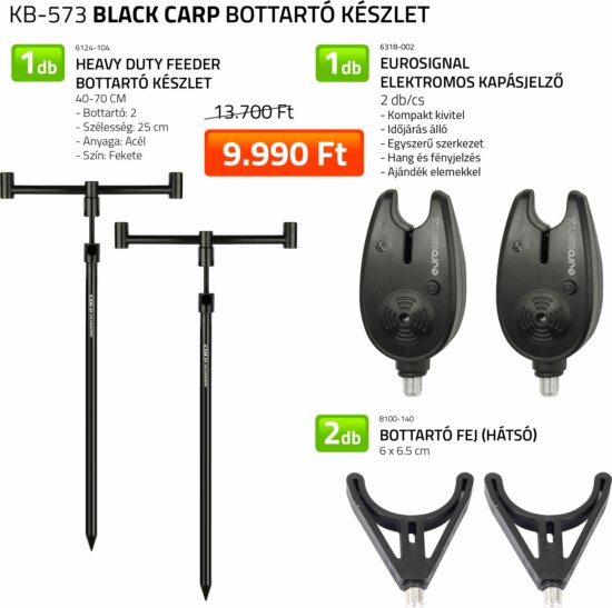 Nevis Black Carp Bottartó készlet 2db bottartó + 2 db elektromos kapásjelző + 2 db bottartó fej