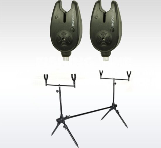 Nevis rod pod szett Carp Academy Rod Pod Eco + 2 db Carp Academy Eurosignal elektromos kapásjelző