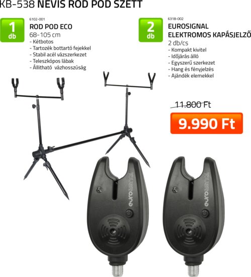 Nevis rod pod szett Carp Academy Rod Pod Eco + 2 db Carp Academy Eurosignal elektromos kapásjelző