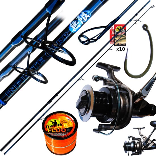 FRENETIC INFINITE Carp pontyozó szett 3.9m 3,75lbs Infinte Carp bot + Big Feeder 8000 orsó + FLUO zsinór 1400m 0.285mm + horog