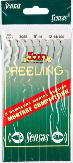 Sensas Előkötött horog Feeling 3065 Black 40cm 14/0,14 8db