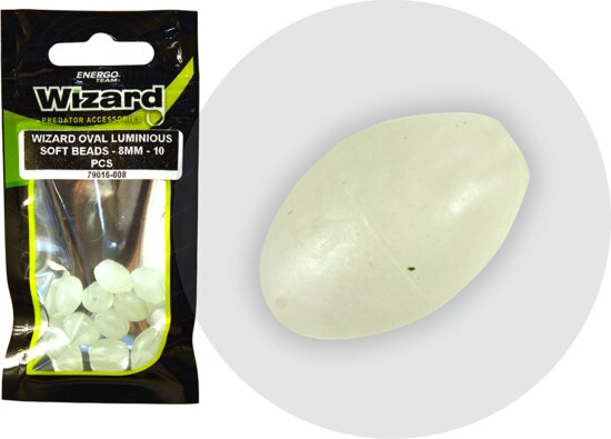 Wizard Harcsázó Ovális Gumigyöngy Foszforeszkáló 8mm 10db