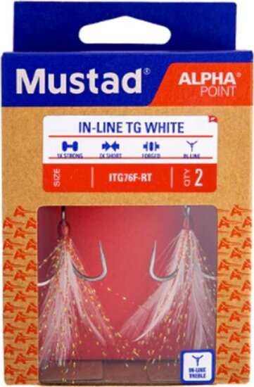 Mustad In-Line Triple Grip, Red Tinsel, 4 2db/csomag