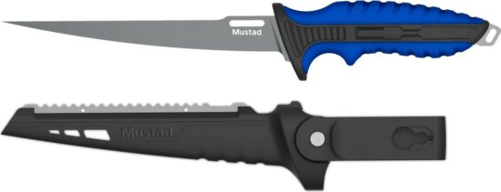 Mustad 7" 4116 Stainless Steel Fillet Knife - Ptfe Non-Stick Coating Blue