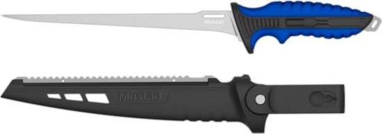 Mustad 9" 4116 Stainless Steel Ultra Flex Fillet Knife - Polished Blade Finish Blue
