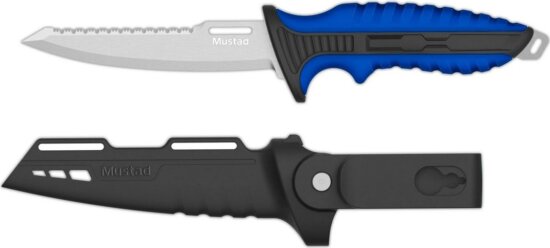 Mustad 5" 4116 Stainless Steel Bait Knife- Polished Blade Finish Blue