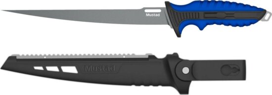 Mustad 9" 4116 Stainless Steel Fillet Knife - Ptfe Non-Stick Coating Blue