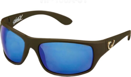 Mustad Hp Polarized Sunglasses - Black Frame, Smoke Lens With Blue Revo