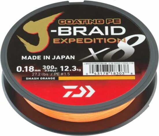 DAIWA J-Braid Exped. X8E 0.18mm-3000m smash orange