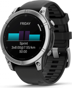 Garmin fenix E 47mm acél, fekete szilikon szíjjal (ED)